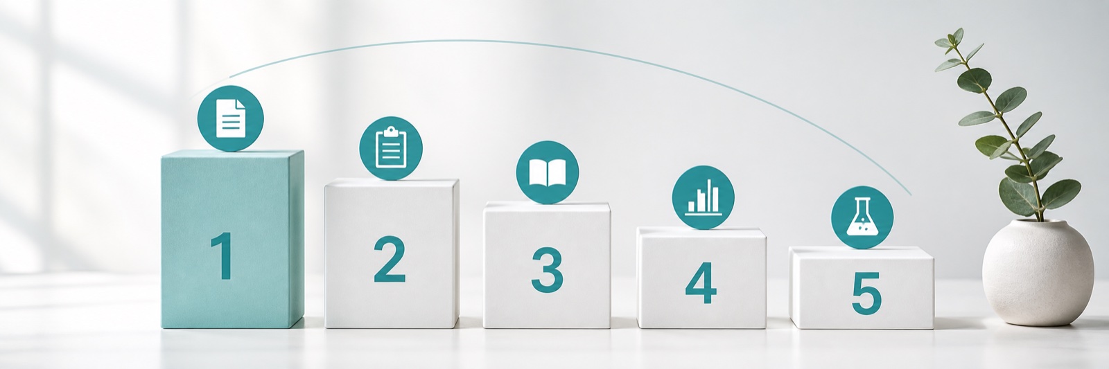 Ranked comparison of five peptide and GLP-1 information sources shown as five numbered podium blocks descending in height from one to five